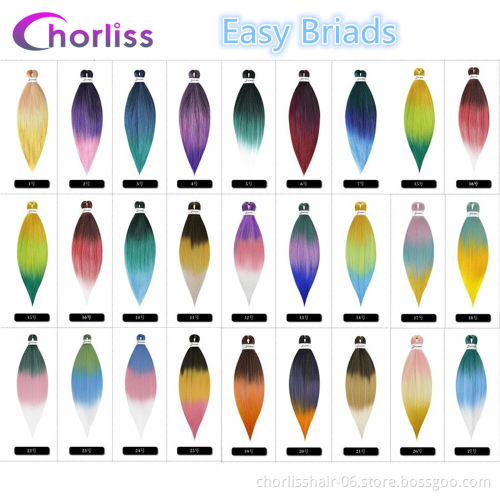 Wholesale Ombre Easy Braid Pre Stretched Braids Hair Synthetic Yaki Bulk For Crochet Hair Extension Pre stretched Braiding Hair